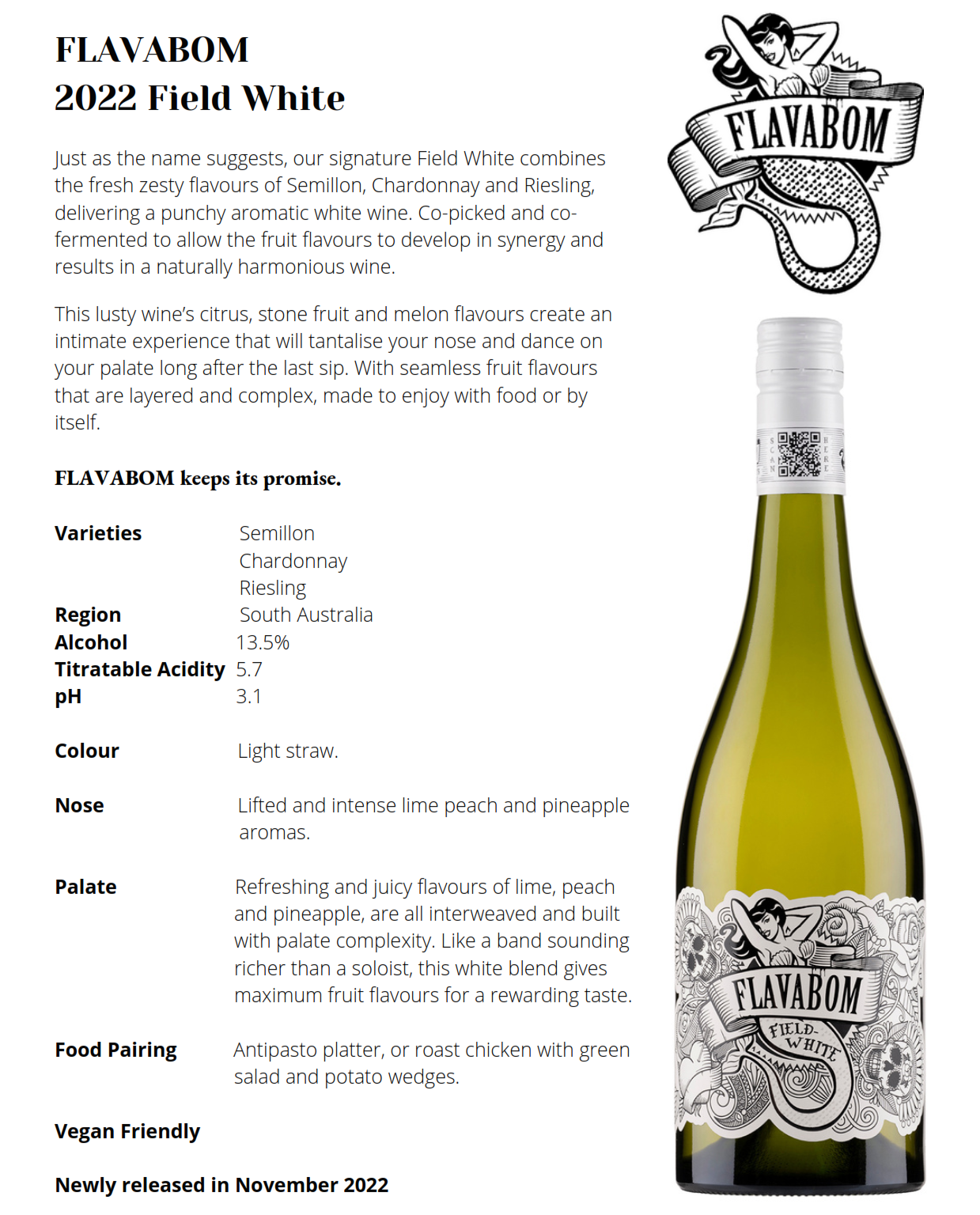 Flavabom Field White Wine 750ml (Australia)