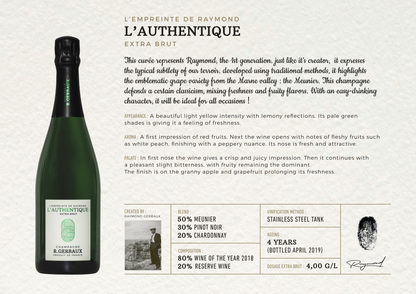 L'Empreinte de Raymond L’Authentique Gerbaux Extra Brut Champagne 750ml